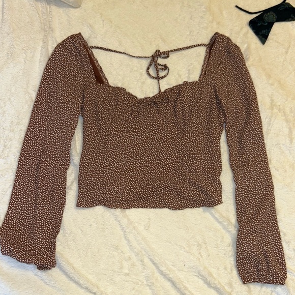 brown polka dot abercrombie top - Picture 3 of 3